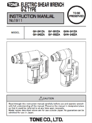 Electric Shear Wrench G-Z Type Instruction Manual