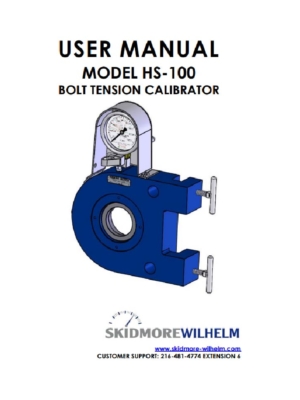 Model HS - 100 Bolt Tension Calibrator User Manual