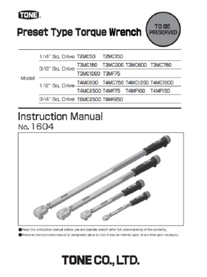 TONE Preset Type Torque Wrench Instruction Manual