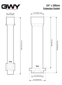 blueprint of a 3/4" extension socket