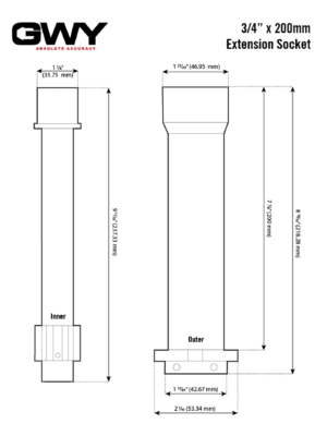 blueprint of a 3/4" extension socket